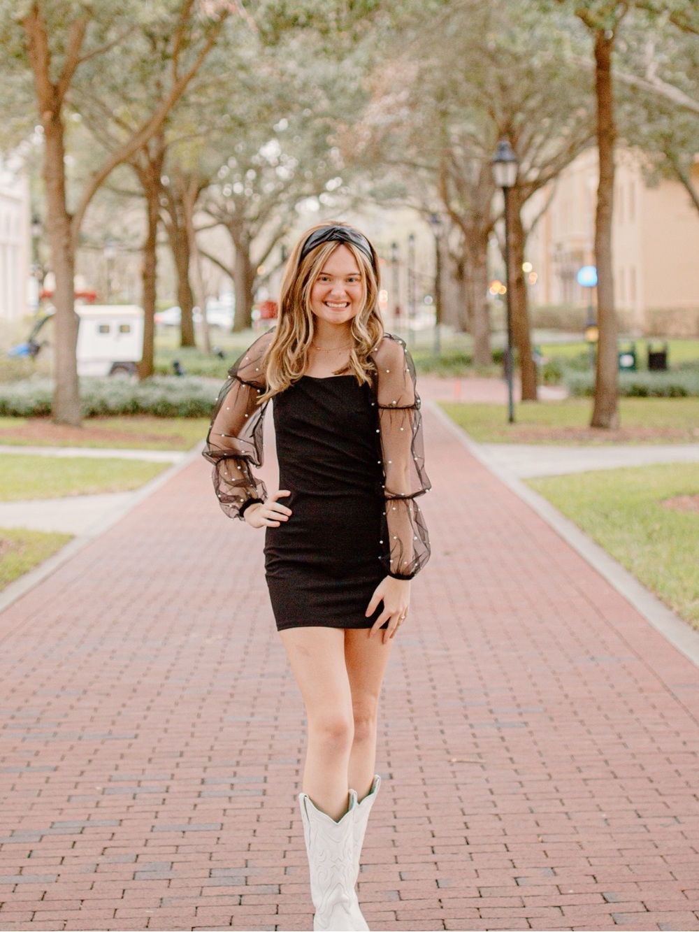 Black Puff-Sleeve Mini Dress